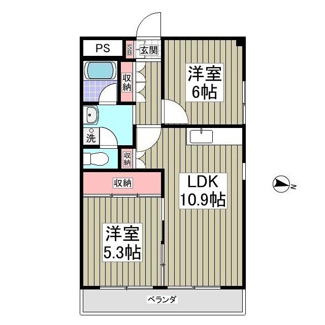 中野ビル(2LDK/5階)の間取り写真