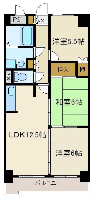 ハイブリッジコート長町(3LDK/7階)の間取り写真