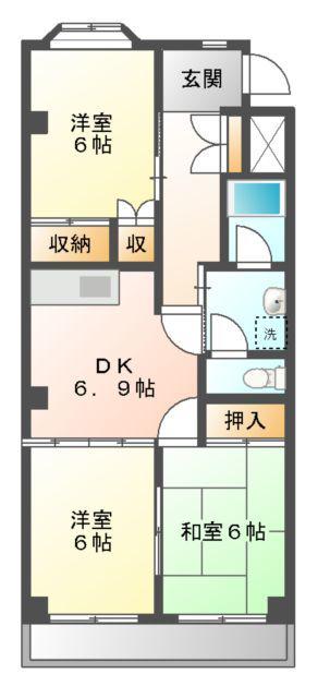 コーポ都(3DK/1階)の間取り写真