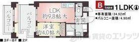 ティーズガーデン(1LDK/6階)の間取り写真
