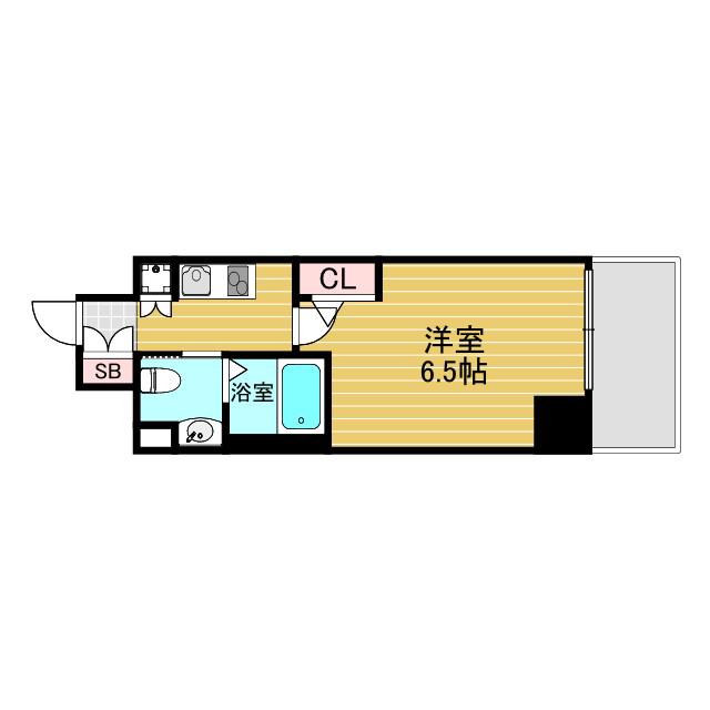 レジュールアッシュ北大阪グランドステージ(1K/13階)の間取り写真