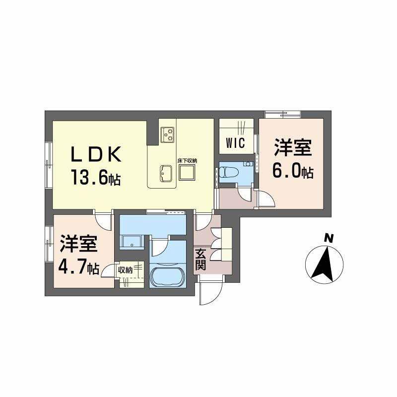 メゾンリーベル A(2LDK/1階)の間取り写真