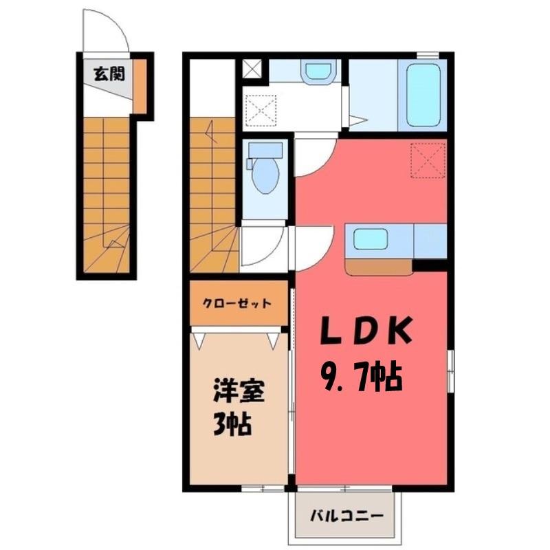 メルヴェーユ(1LDK/2階)の間取り写真