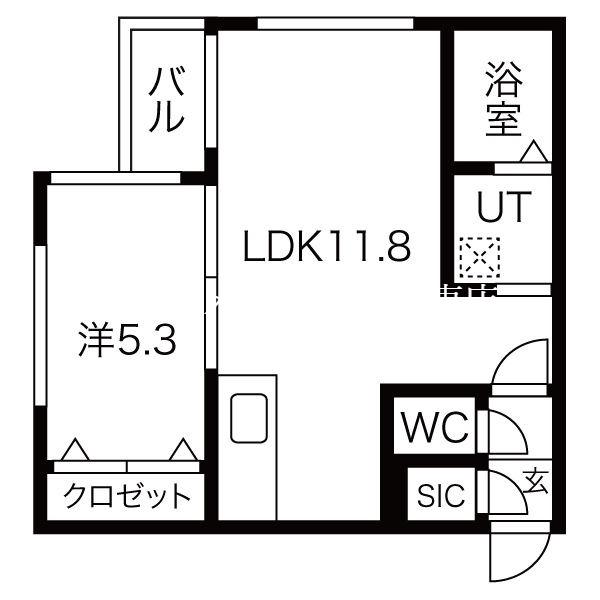 アストン・エム(1LDK/2階)の間取り写真
