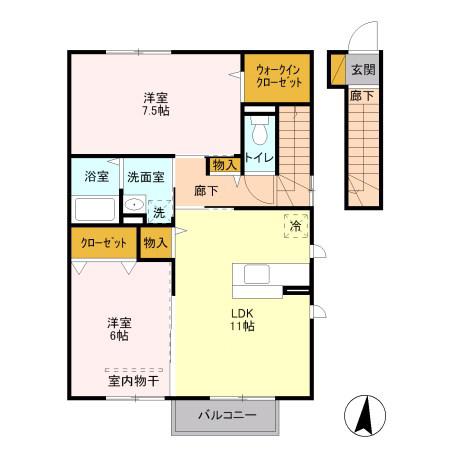 プランドールA(2LDK/2階)の間取り写真