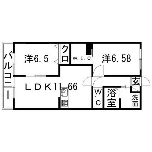 リーフ萩丘(2LDK/1階)の間取り写真