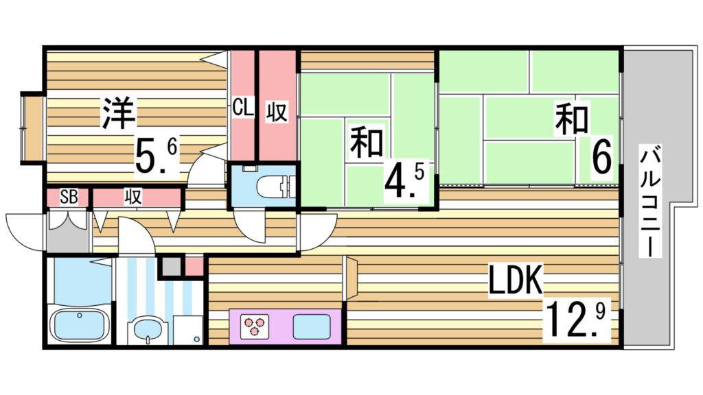 ホーユウパレス神戸塩屋(3LDK/3階)の間取り写真