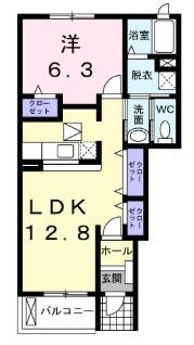 ラッフィナート・カーサ壱番館(1LDK/1階)の間取り写真