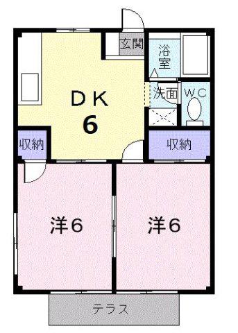 ルミネハイツ(2DK/1階)の間取り写真