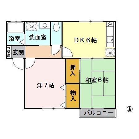 ガーデンハイツ桜丘(2DK/2階)の間取り写真