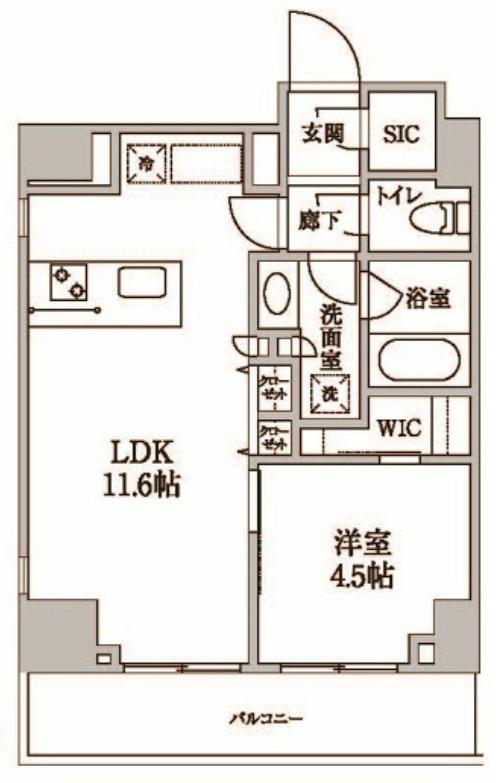 レジディア中延II(1LDK/13階)の間取り写真
