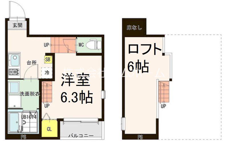 ハーモニーテラス上名古屋II(1K/2階)の間取り写真