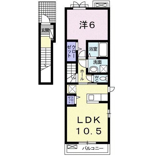 エストレーラII A(1LDK/2階)の間取り写真