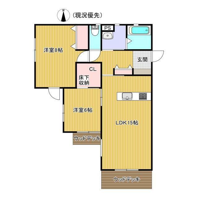 シェ・モア・ドーヴィル(2LDK/1階)の間取り写真