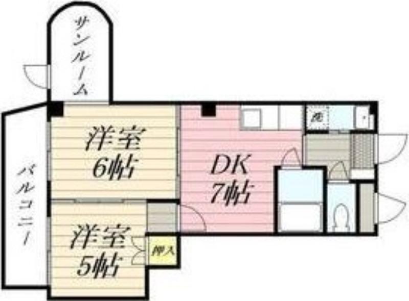 美園12条ハイツ(2DK/3階)の間取り写真