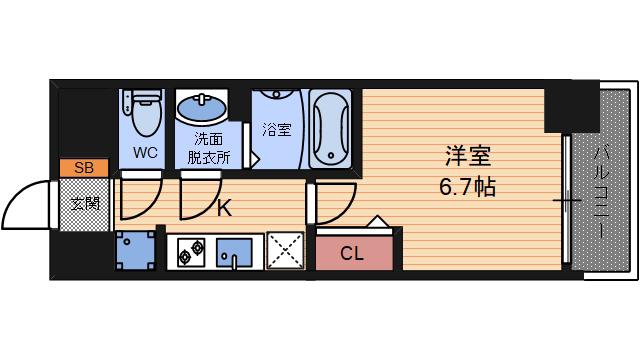 プレサンス立売堀ベルヴィル(1K/11階)の間取り写真