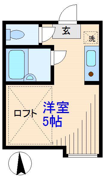 パンシオン新丸子(ワンルーム/2階)の間取り写真