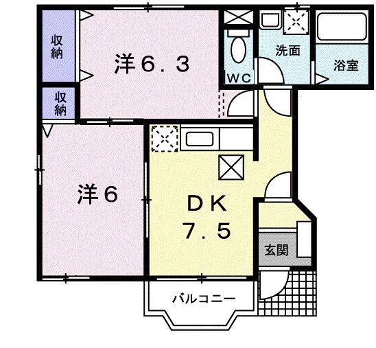 メゾン余部(2DK/1階)の間取り写真