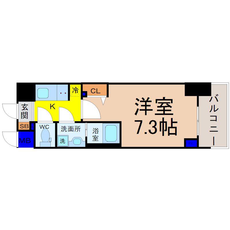 S-RESIDENCE東海通(1K/8階)の間取り写真