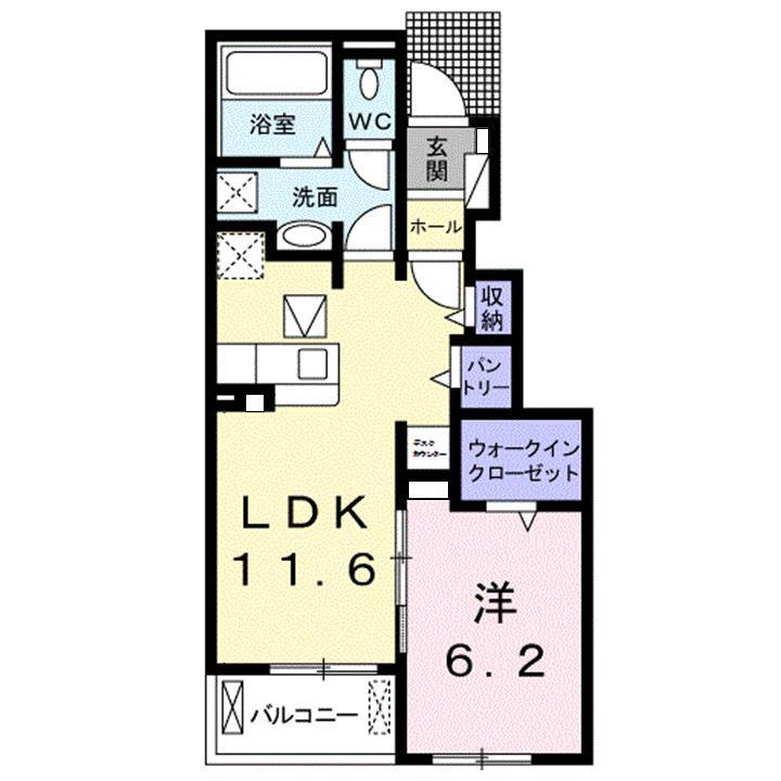 フィグ キャッスル(1LDK/1階)の間取り写真