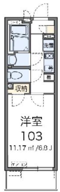 クレイノヒカリ レジデンス(1K/1階)の間取り写真