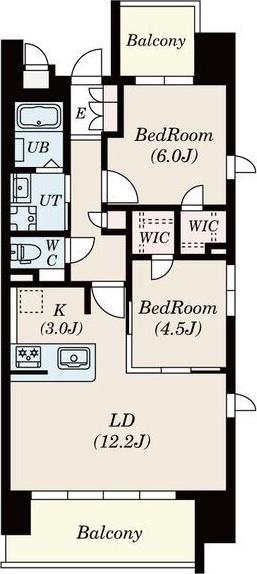 S-RESIDENCE茶屋ヶ坂イースト(2LDK/4階)の間取り写真