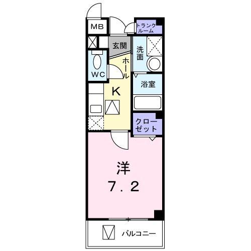 アビタシオン・M(1K/1階)の間取り写真