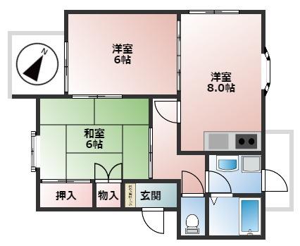 メゾンGP(2DK/1階)の間取り写真