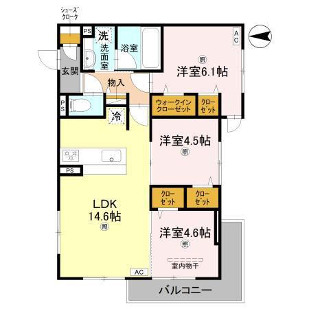 フォレストガーデン北花田(3LDK/2階)の間取り写真