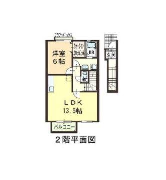 エスベランサハイツII(1LDK/2階)の間取り写真