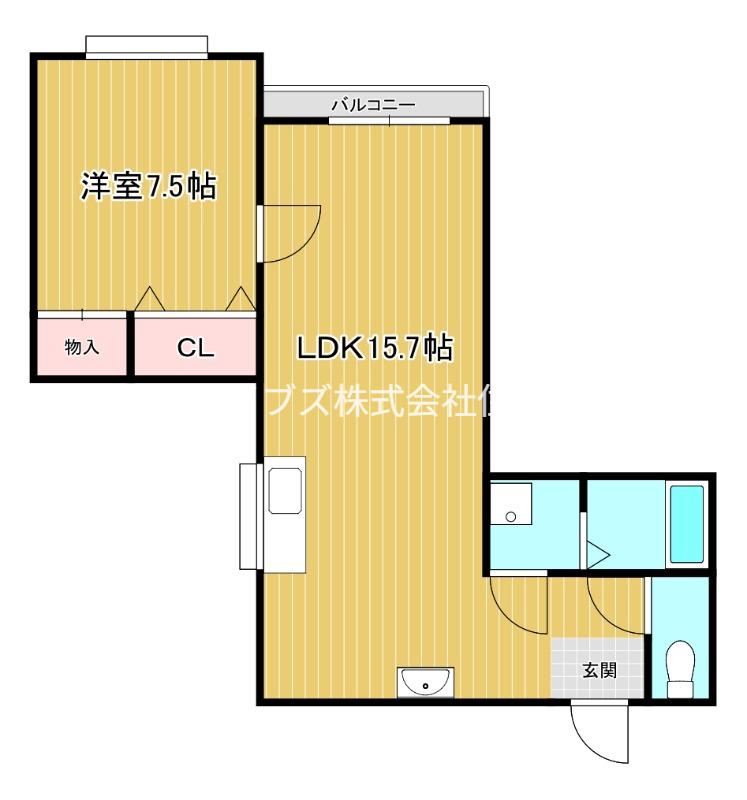 大久保大喜マンション(1LDK/1階)の間取り写真