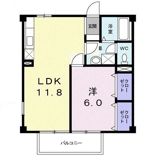 メイプルウエスト(1LDK/1階)の間取り写真