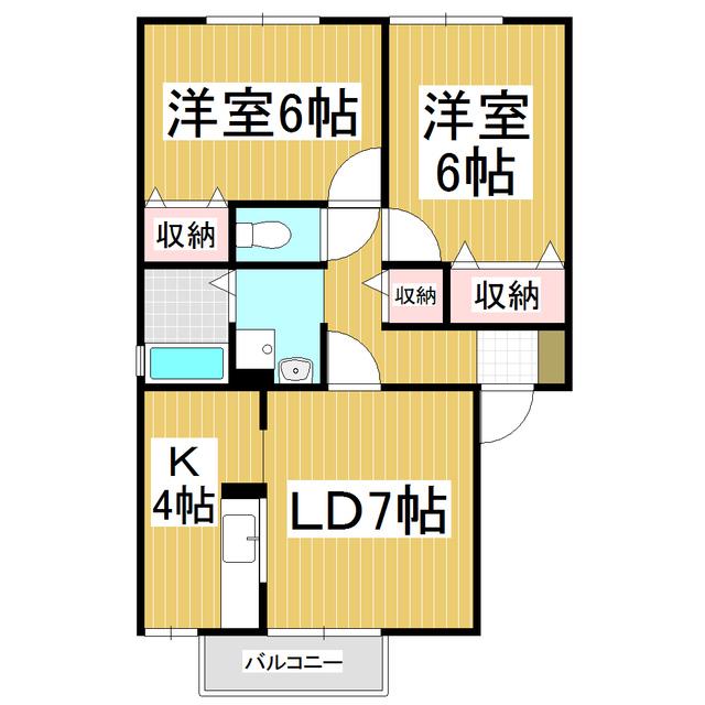プレジール藤森II(2LDK/1階)の間取り写真