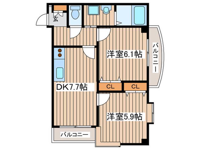 COSWORTH 04(2DK/3階)の間取り写真