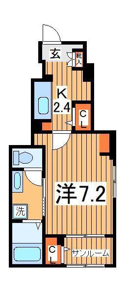 クライス(1K/1階)の間取り写真