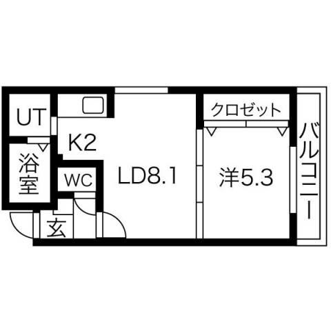 シティレジデンス南6条(1LDK/3階)の間取り写真