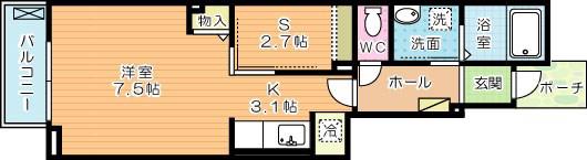 CIELO GARDEN TSUDA A棟(1SK/1階)の間取り写真