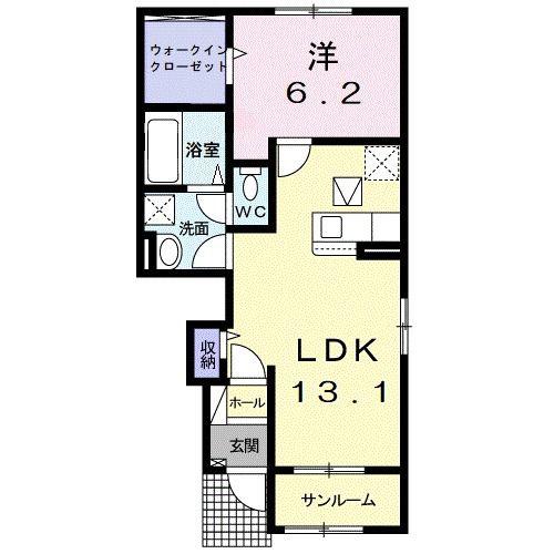 シエロガーデン観音寺 A(1LDK/1階)の間取り写真