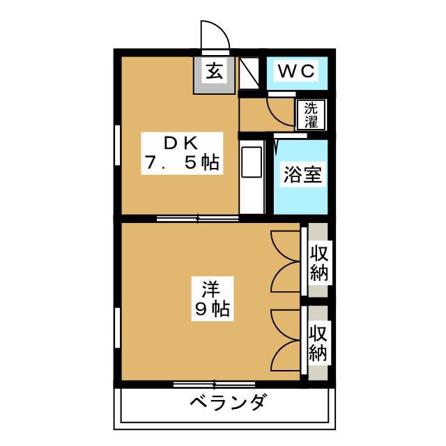 エトワール上柚木(1DK/2階)の間取り写真