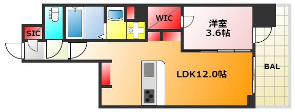アーバネックス新町I(1LDK/4階)の間取り写真
