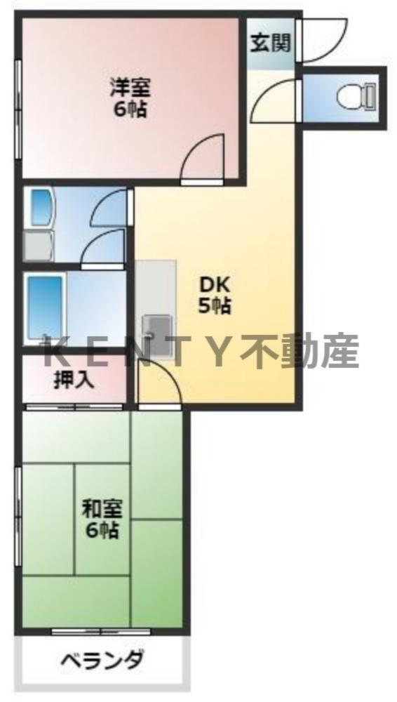 エクセルパレス(2DK/1階)の間取り写真