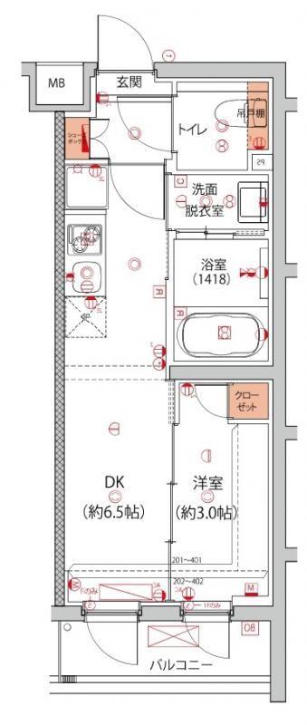 ハーモニーレジデンス中野本町パークサイド(1DK/4階)の間取り写真