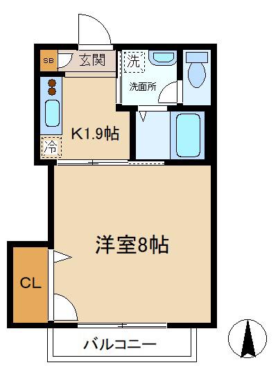 ジュネス桜丘(1K/2階)の間取り写真