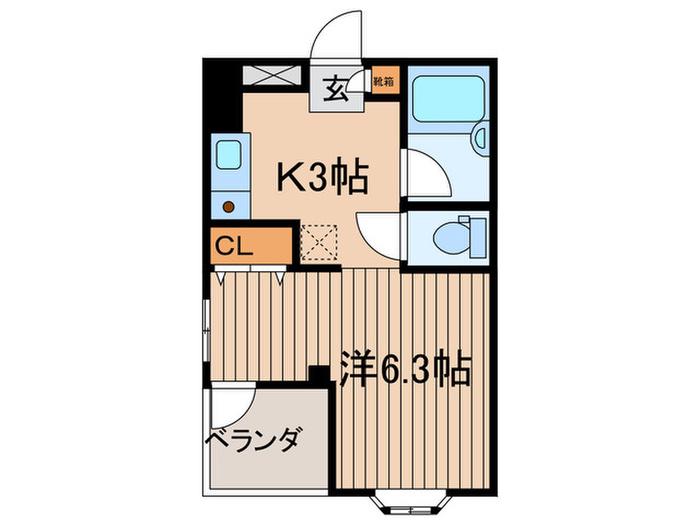 スクエア尾崎(1K/3階)の間取り写真