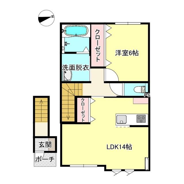 POMMIER BRIGHT(1LDK/2階)の間取り写真