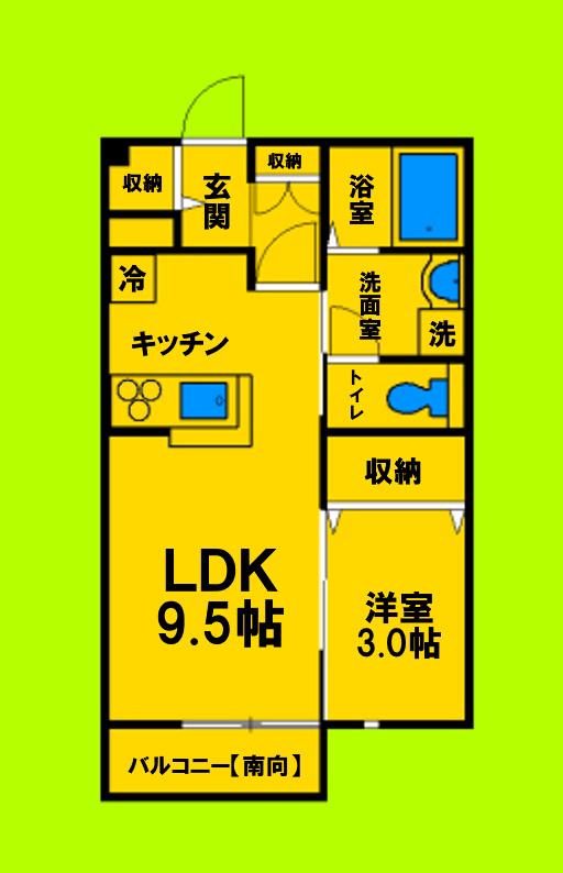 シェモア(1LDK/2階)の間取り写真