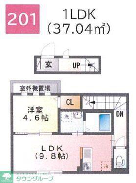 THE BASE 神明(1LDK/2階)の間取り写真