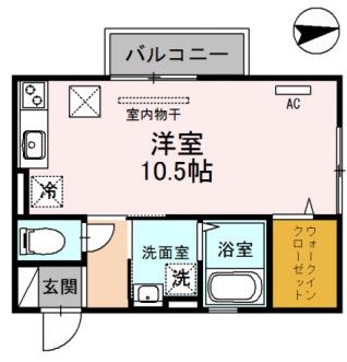 ブランシェ・ドミールA(ワンルーム/2階)の間取り写真