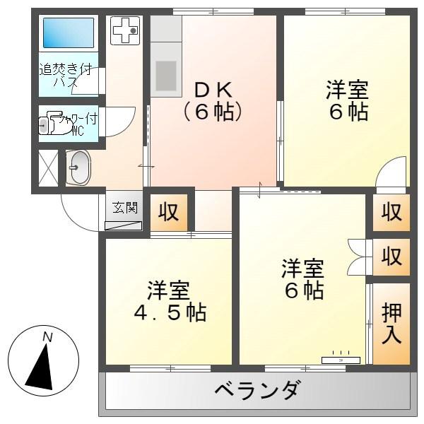 サンライズ南(3DK/1階)の間取り写真
