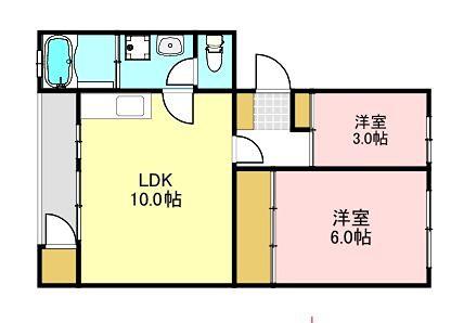 カミュ富正(2LDK/4階)の間取り写真